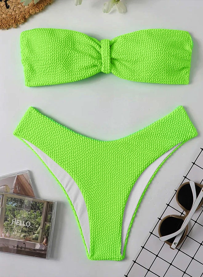 MARGOUN Women's High Waist Swimsuit Women's Bandeau Lingerie Set Swimsuits Beachwear Set Green - Image 1
