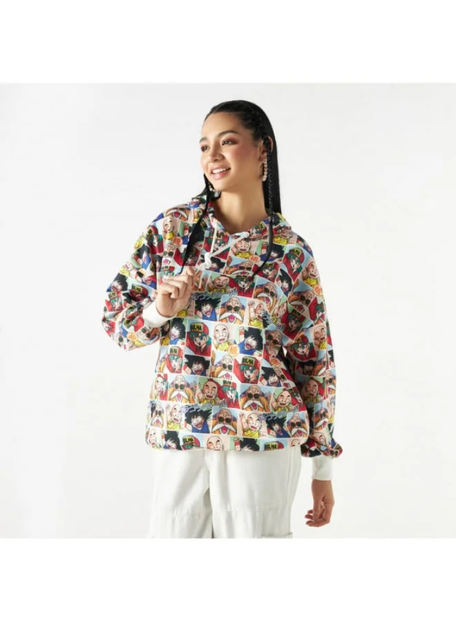 SP Characters All-Over Dragon Ball Print Hoodie with Long Sleeves