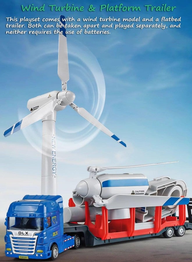 Miracland Wind Turbine Model & Flatbed Trailer Playset, Large Size Wind-up Generator Model Trail Transporter Science Kit - Image 2