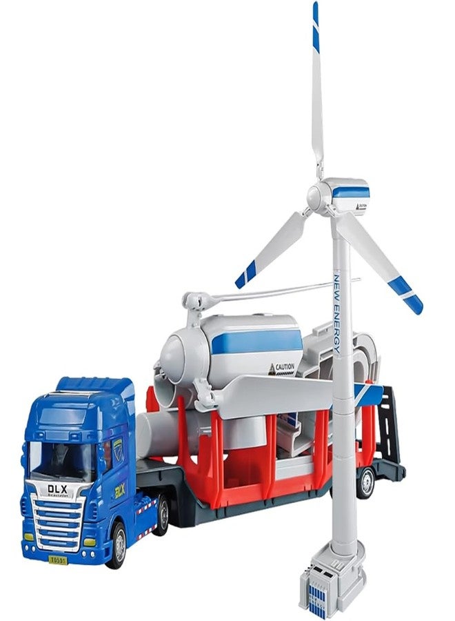 Miracland Wind Turbine Model & Flatbed Trailer Playset, Large Size Wind-up Generator Model Trail Transporter Science Kit - Image 1