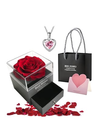 Adando Adando Eternal Rose with Gift Box Cute Eternal Red Rose Set