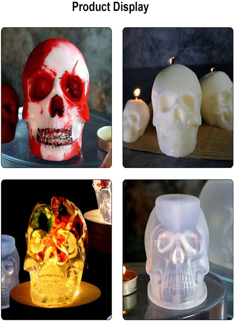 GGOOT - Silicone Molds | Halloween Skull Silicone Candle Mold - Novelty Mold DIY Halloween Candle Decorating Art, Candle Moulds for Making Beeswax Soap Plaster - Image 1