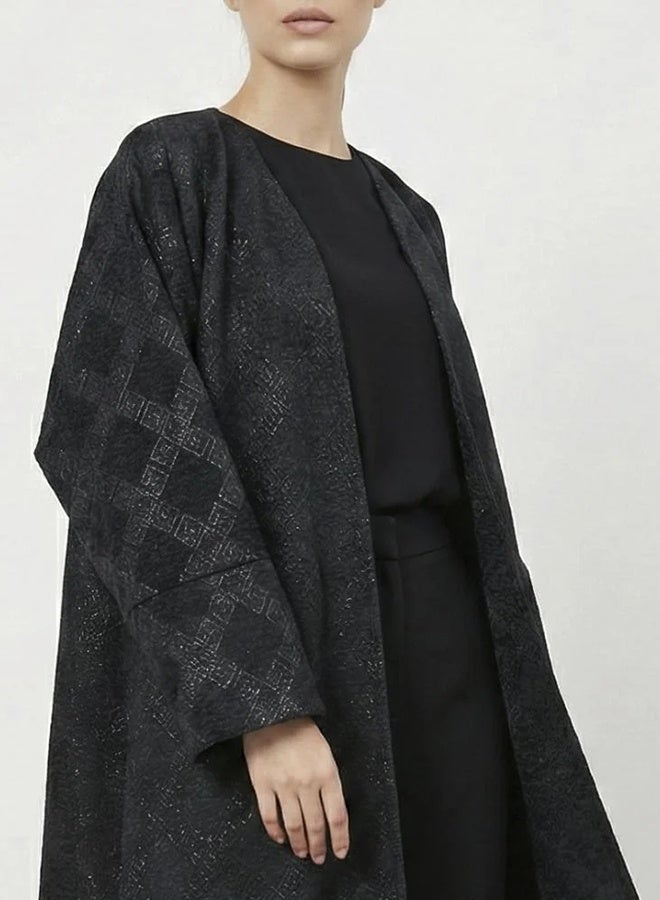 HAWRAA ABAYA Black abaya with scattered prints - Image 3
