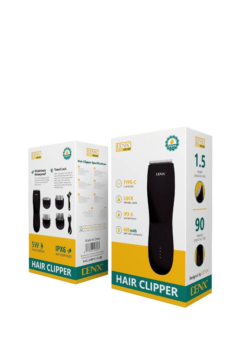 Denx Waterproof Body Hair Clipper  Black - Image 1