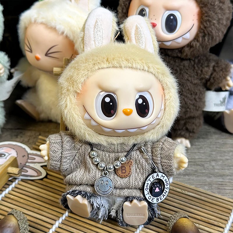 Cross-border distribution labubu doll clothes party blind box doll doll accessories labubu toy clothing City Ranger (sweater jeans necklace)