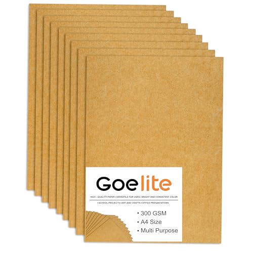 Goelite Craft Paper Sheets Thick 300 GSM | Brown Kraft Sheets Cardboard Pack Of 10 | Best For Diy Craft, Sketching, Project Making, Painting, Doodling, Art & Craft (A4 (29 X 21 CM)) - Image 1