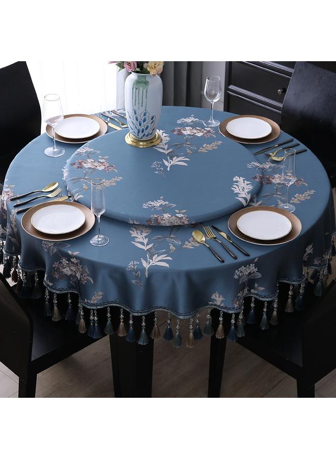 الأزرق جي دبليو طاولة مائدة مستديرة كبيرة على الطراز الصيني خفيفة وفاخرة ، فندق فندقية ، طاولة طعام منزلية خاصة مقاومة للماء والزيت ، تانغ يان - Image 1