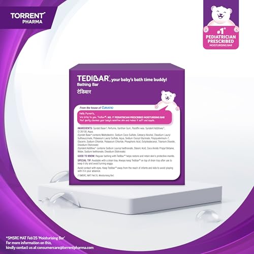 Tedibar Moisturising Baby Bathing Bar each (75gx2) with Skin Friendly PH|100% Soap Free|Dermatologically Tested x Pack of 4 - Image 3