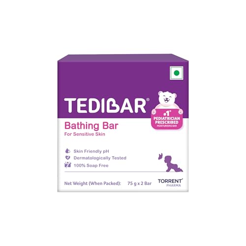 Tedibar Moisturising Baby Bathing Bar each (75gx2) with Skin Friendly PH|100% Soap Free|Dermatologically Tested x Pack of 4 - Image 2