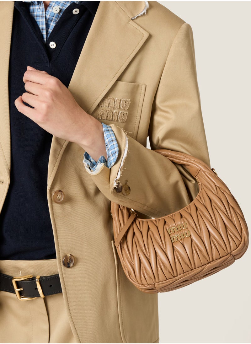 Miu Miu MIU Wander Matelassé Nappa Leather Hobo Bag, Women's Tote Bag, Womens Cross-Body Bag, Women's Hand Bag, Women's Shoulder Bag, Women's Travel Bag, Caramel  - Image 5