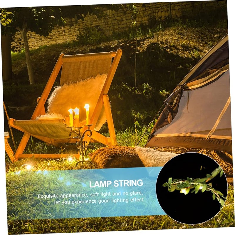 Solar Rattan String Lights Outdoor Garden Patio Lawn Decor With Ground Stake Warm White - Image 3