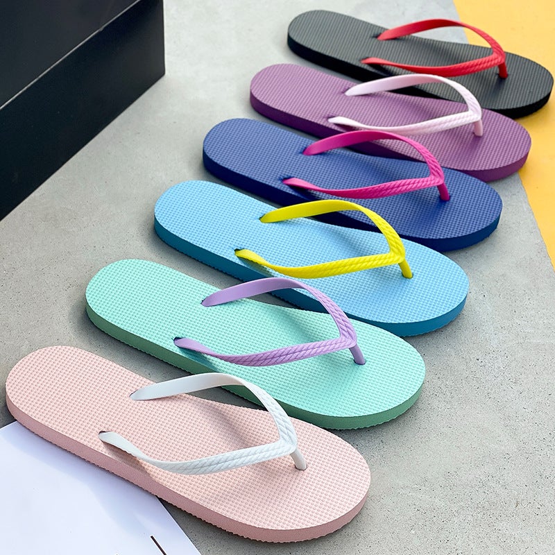 Flip-Flops Women'S Beach Shoes Korean Style Bathroom Sandals And Slippers Seaside Fashion Solid Color Clip Foot Outer Wear Women'S Shoes - Image 2