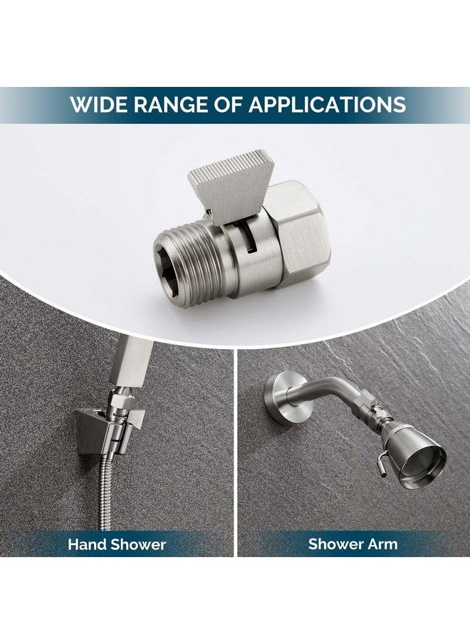 Angle Simple Angle Simple Water Flow Control Valve, Brass Shut Off Valve for Dual Shower Faucet, RV Shower Head with Hose Flow Restrictor, Brushed Nickel  - Image 1