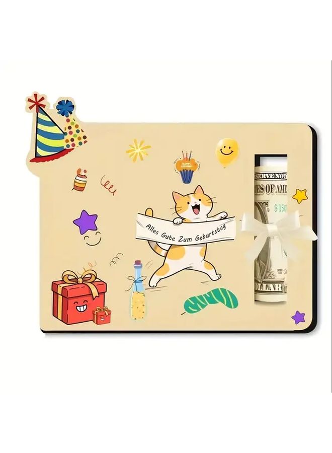 Set Of 4 German Wooden Animal Birthday Cards Unique Cash Gift Folder For Friends And Family Home Decor - Image 4