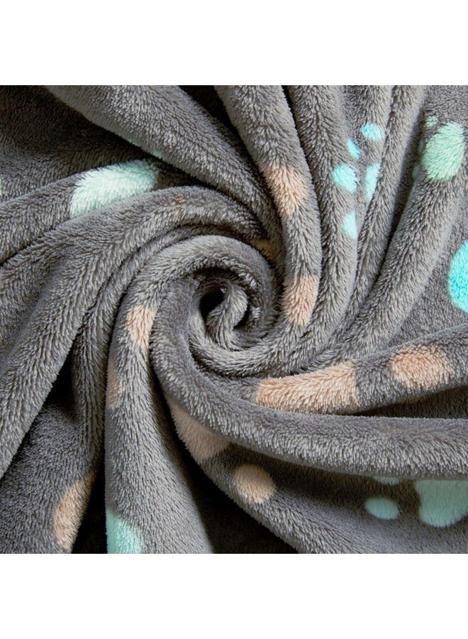 Allisandro Super Soft and Premium Fuzzy Flannel Fleece Pet Dog Blanket, The Cute Print Design Washable Fluffy Blanket for Puppy Cat Kitten Indoor or Outdoor, Grey, 31 x 24 Inches - Image 2