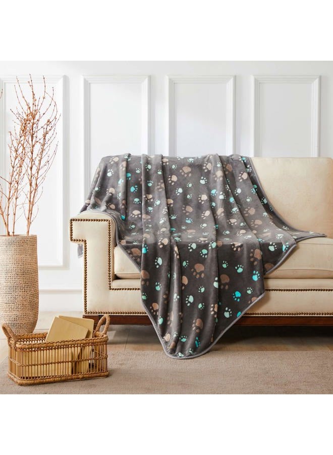Allisandro Super Soft and Premium Fuzzy Flannel Fleece Pet Dog Blanket, The Cute Print Design Washable Fluffy Blanket for Puppy Cat Kitten Indoor or Outdoor, Grey, 31 x 24 Inches - Image 5