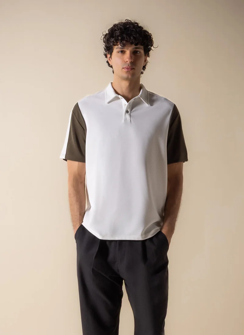 شايبس CONTRAST RIBBED POLO SHIRT