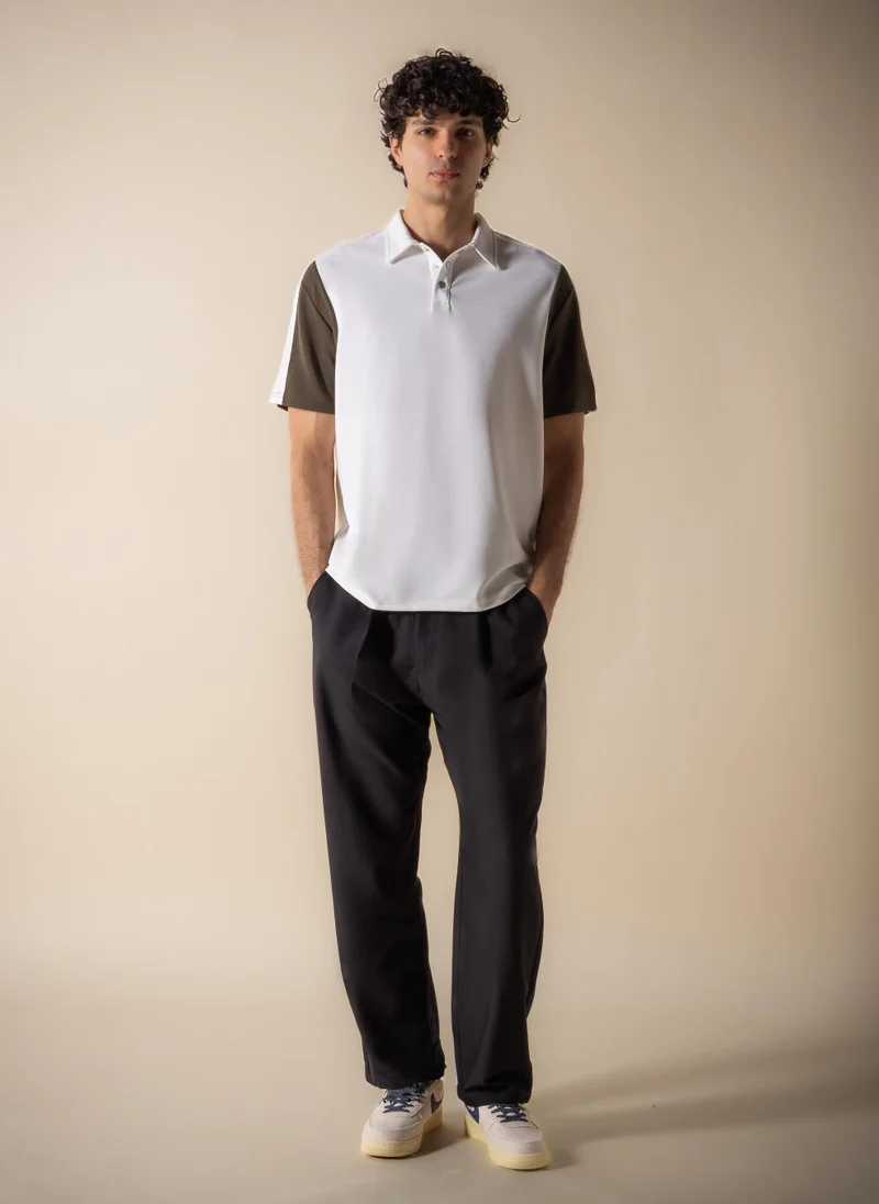 شايبس CONTRAST RIBBED POLO SHIRT