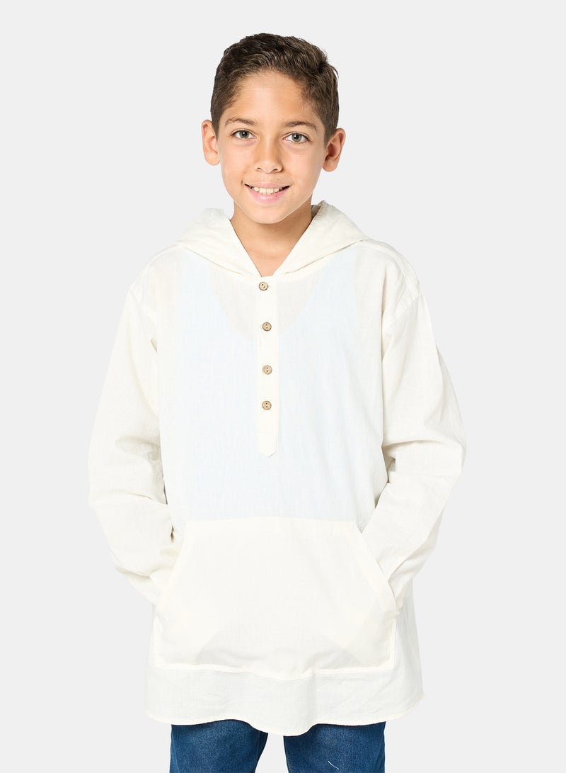 بانكو قميص بأكمام طويلة مع غطاء رأس PALM - Image 1