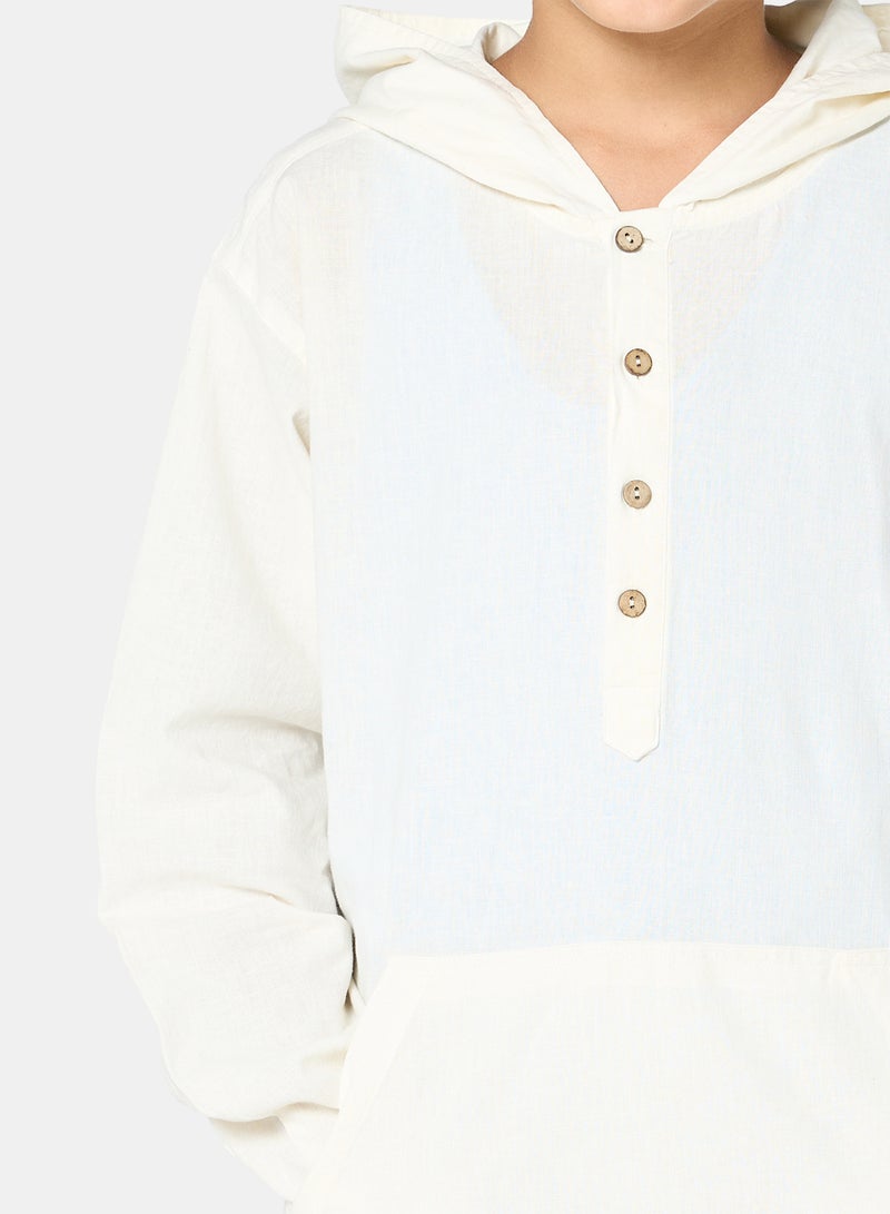 بانكو قميص بأكمام طويلة مع غطاء رأس PALM - Image 3