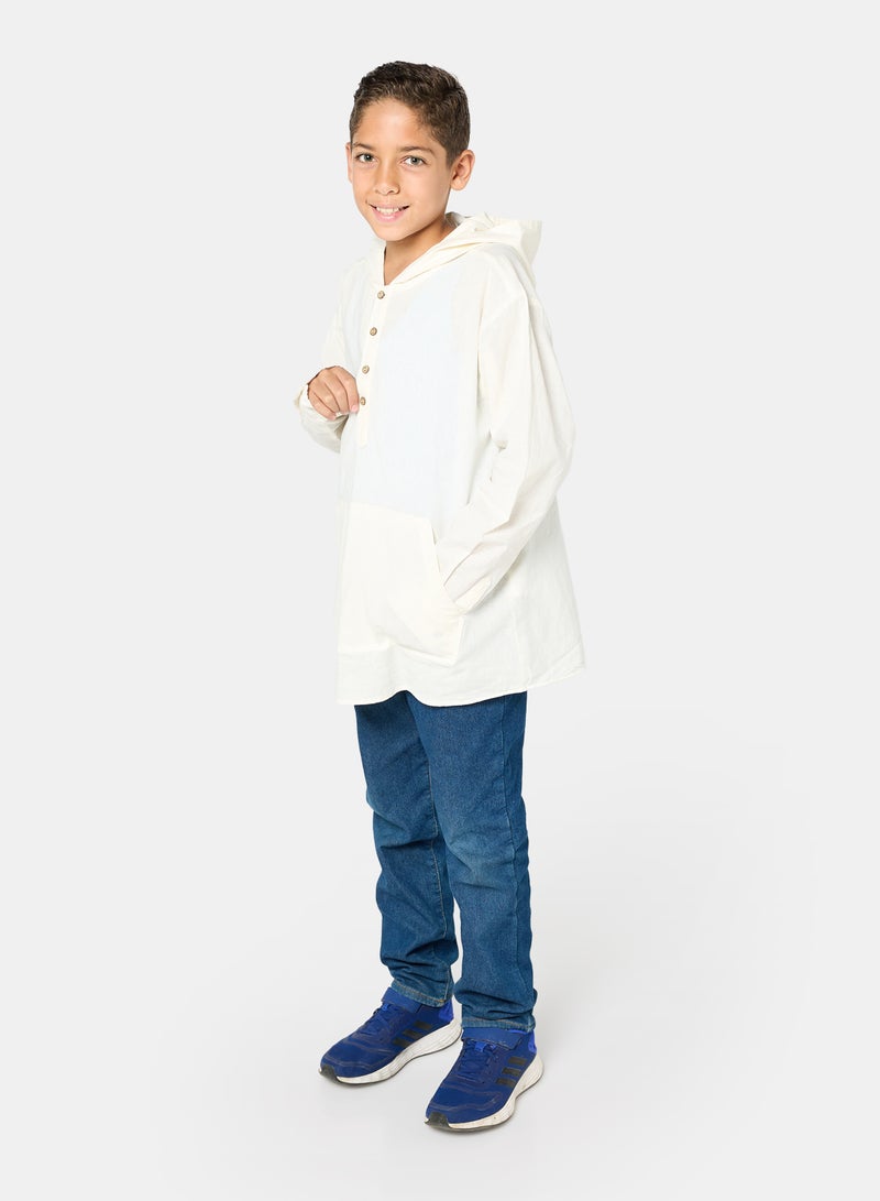 بانكو قميص بأكمام طويلة مع غطاء رأس PALM - Image 4