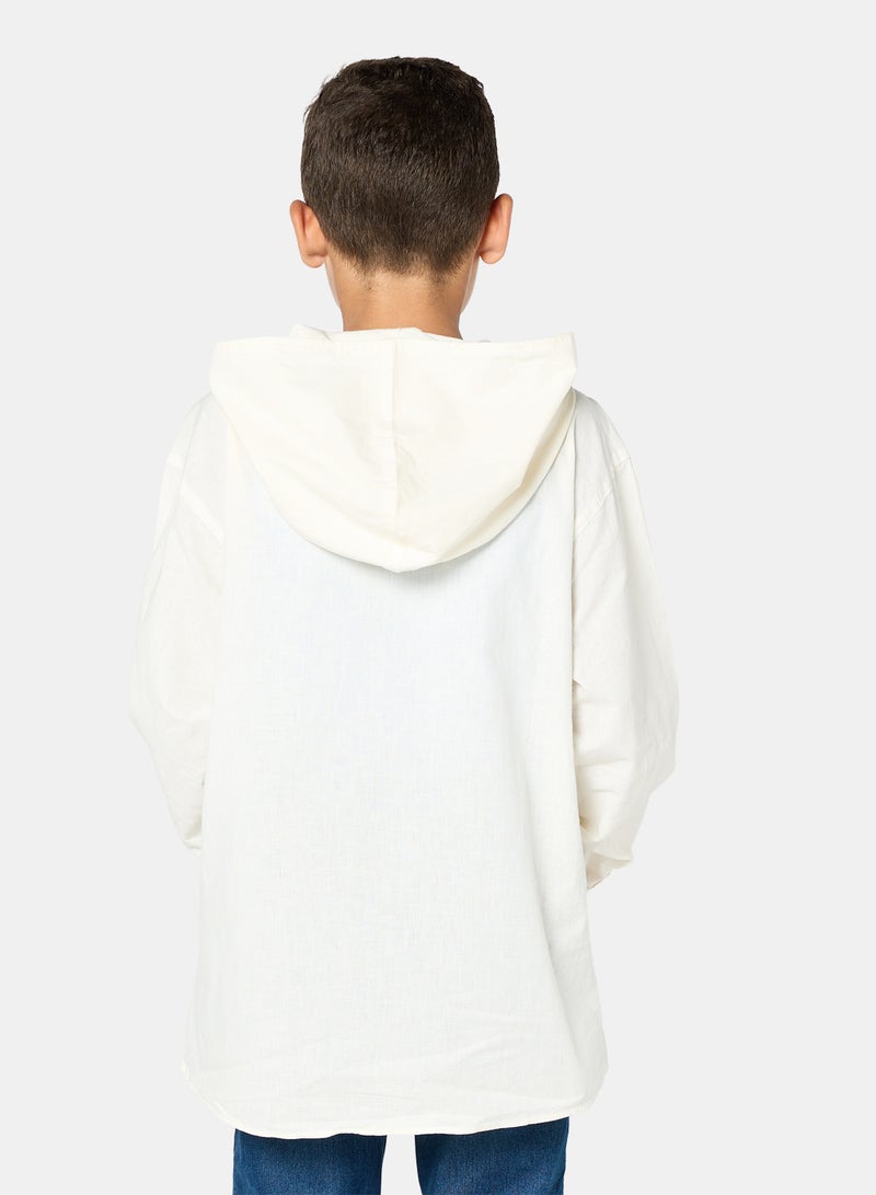 بانكو قميص بأكمام طويلة مع غطاء رأس PALM - Image 2