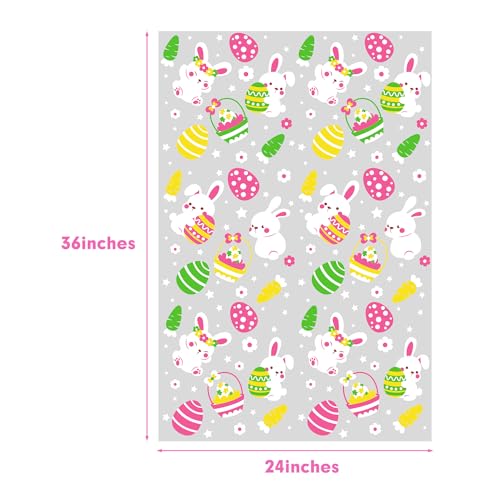 STEFORD 10 PCS Easter Cellophane Basket Bags 24 x 35 Inch Large Clear Cellophane Wraps Plastic Treat Cello Bags with 10 Colors Pull Bows for contents Baskets Easter Party Favor Supplies - Image 3