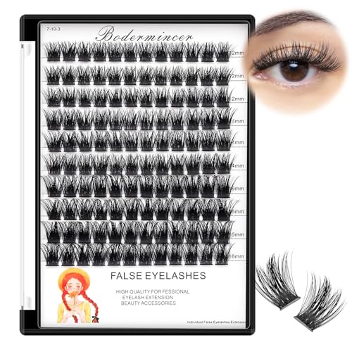Bodermincer Lash Clusters D Curl Black/Brown/Colored Lashes 10-12-14/12-14-16/16-18-20mm Mixed Lash Clusters Kit For Beginner (M01# 12-14-16mm Mixed) - Image 1