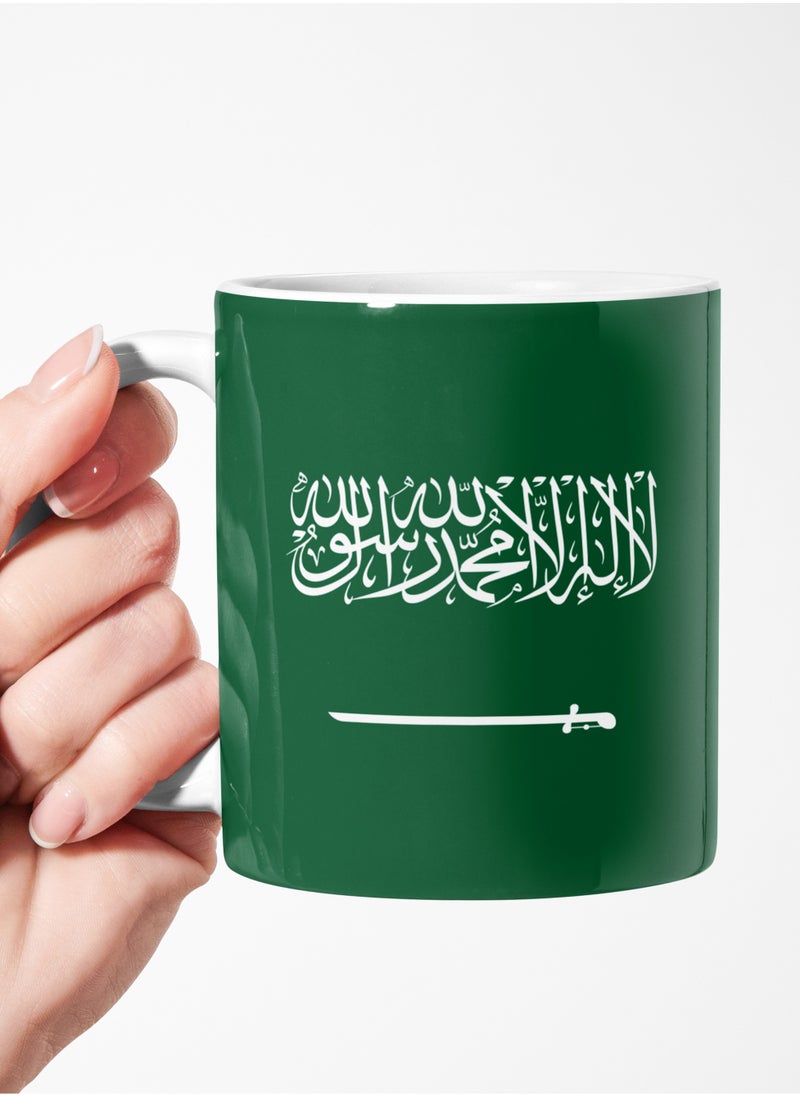 فون بلانت قدح للقهوة مطبوع عليه علم المملكة العربية السعودية أبيض/أخضر 