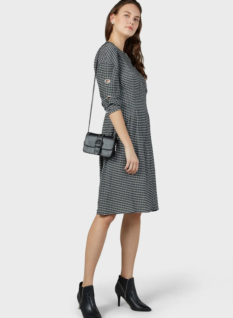 Iconic Zip Detail Checked Dress