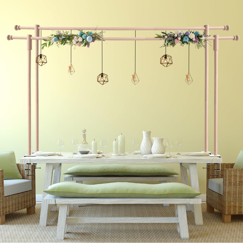 Beyeutao Wood Over Table Rod with Clamps Adjustable 15-47â€ Tall 15-106â€ Length Table Stands for Decoration Party Anniversary Wedding Birthday Garden Arbors Christmas Halloween - Image 2