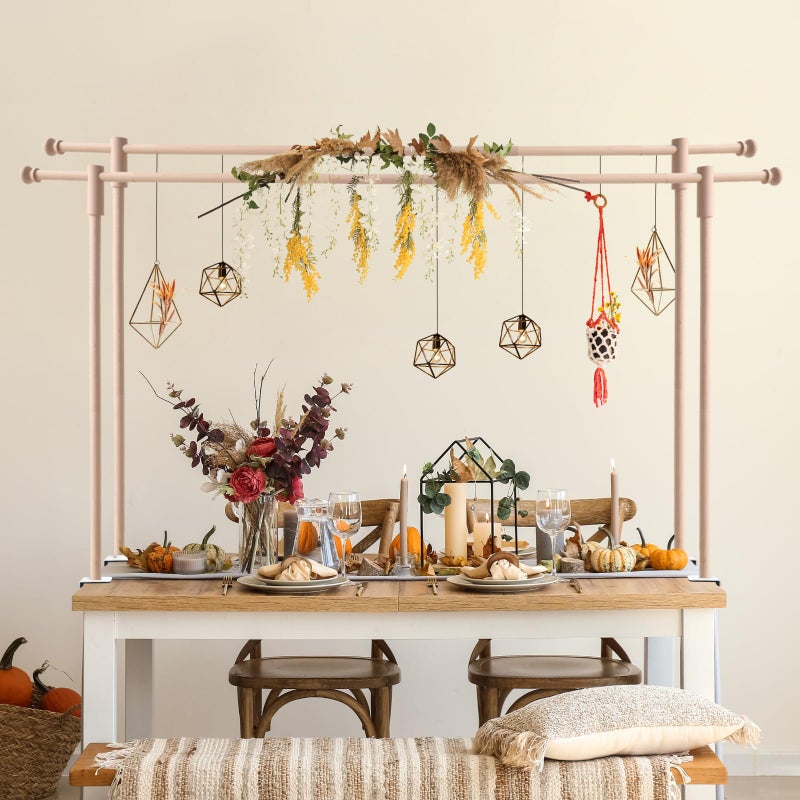 Beyeutao Wood Over Table Rod with Clamps Adjustable 15-47â€ Tall 15-106â€ Length Table Stands for Decoration Party Anniversary Wedding Birthday Garden Arbors Christmas Halloween - Image 3