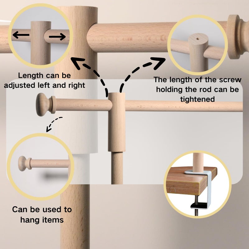 Beyeutao Wood Over Table Rod with Clamps Adjustable 15-47â€ Tall 15-106â€ Length Table Stands for Decoration Party Anniversary Wedding Birthday Garden Arbors Christmas Halloween - Image 4