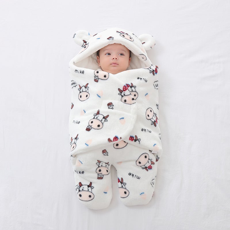 Baby Sleeping Bag Autumn and Winter Flannel Four Seasons Universal Neonatal Siamese Anti-Scare Pajamas Baby and Child Anti-kick Quilt - Image 4