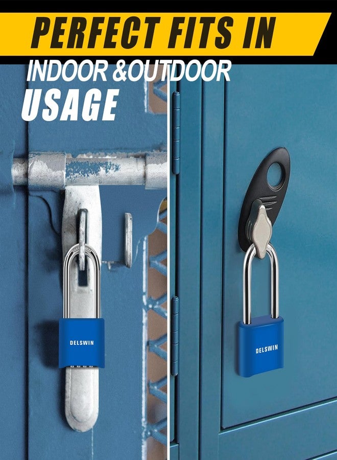 DELSWIN Heavy Duty Padlock Combination Lock - 4 Digit Combo Lock with 2.5 Inch Long Shackle, Outdoor Waterproof Padlock for Gate, Fence, Shed, School & Gym Locker (Blue,1Pcs) - Image 2