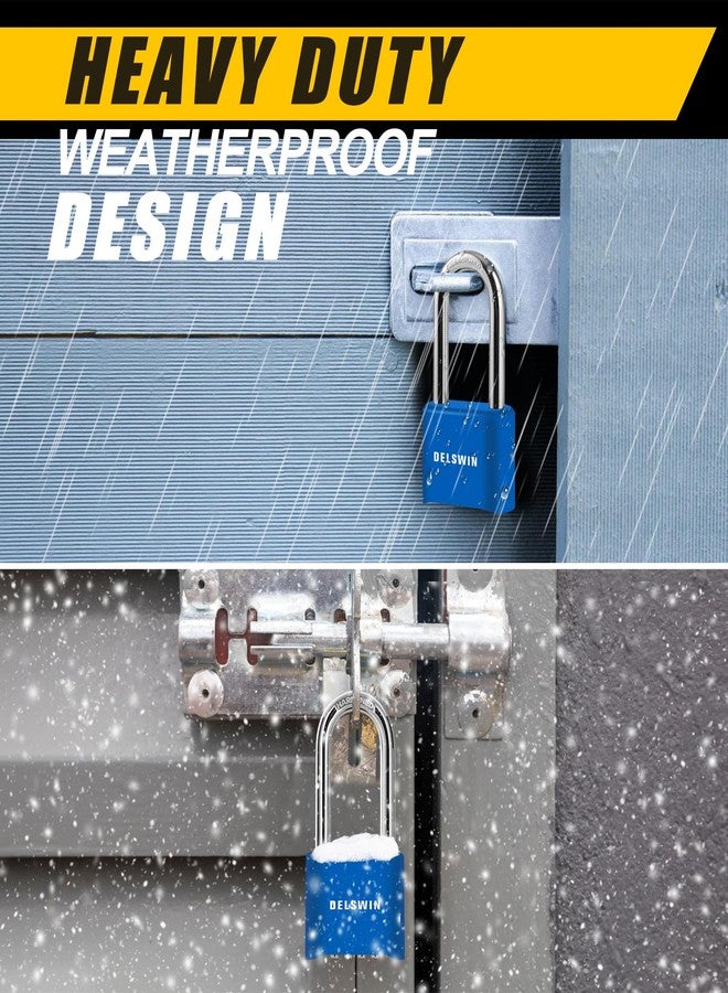 DELSWIN Heavy Duty Padlock Combination Lock - 4 Digit Combo Lock with 2.5 Inch Long Shackle, Outdoor Waterproof Padlock for Gate, Fence, Shed, School & Gym Locker (Blue,1Pcs) - Image 3