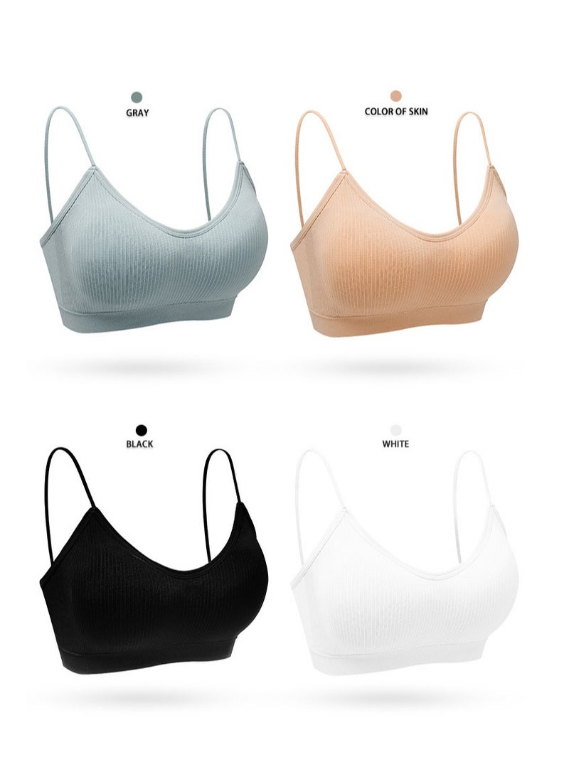 4 Pieces Neck Bralettes with Padded Wireless Cami Bra Tank Top Bra Sports Bra