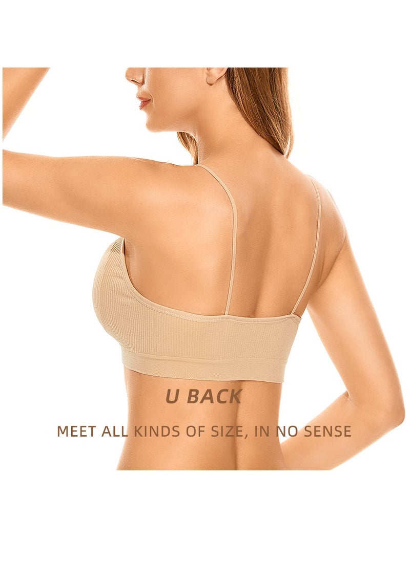 4 Pieces Neck Bralettes with Padded Wireless Cami Bra Tank Top Bra Sports Bra