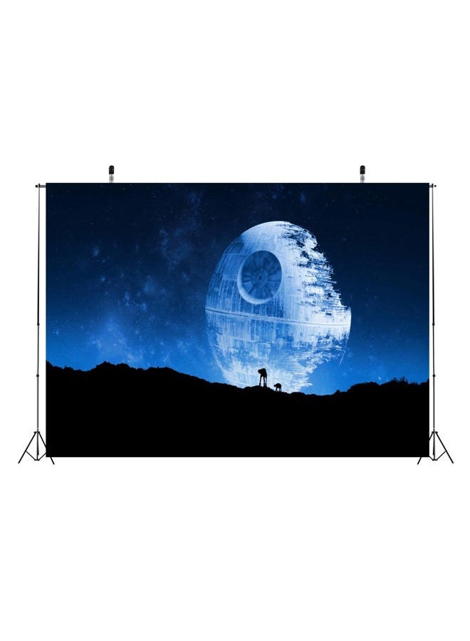BELECO 7x5ft Fabric Blue Death Star Backdrop for Photography Galactic Superweapon for Star Wars Galaxy Wars Background Universe Outer Space Baby Shower Birthday Party Decor Banner Photo Studio Props - Image 3