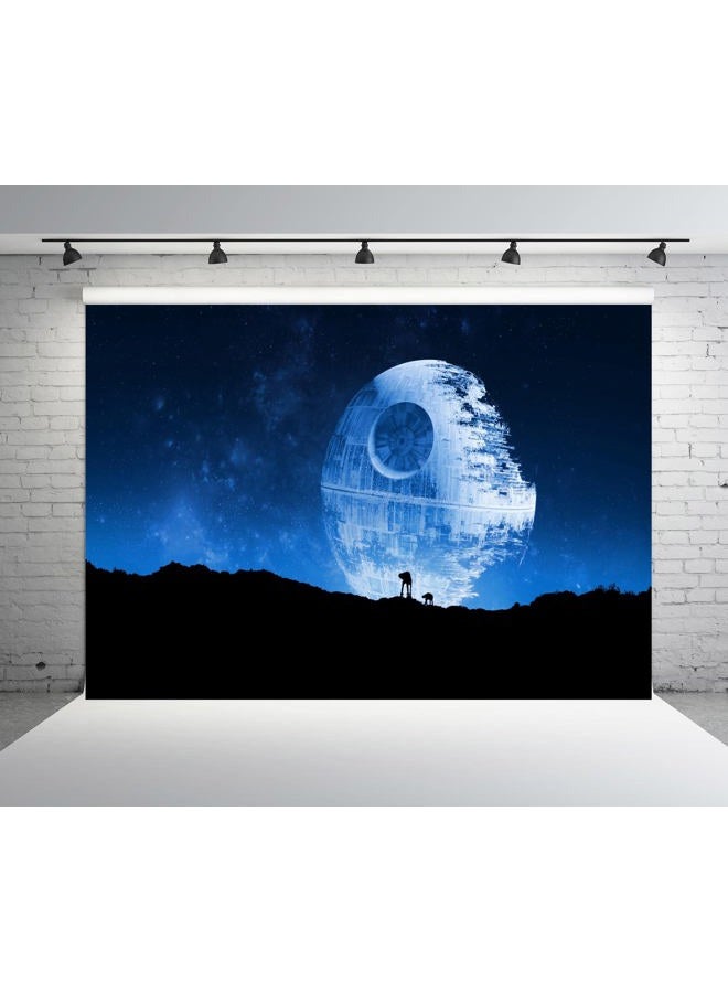 BELECO 7x5ft Fabric Blue Death Star Backdrop for Photography Galactic Superweapon for Star Wars Galaxy Wars Background Universe Outer Space Baby Shower Birthday Party Decor Banner Photo Studio Props - Image 4