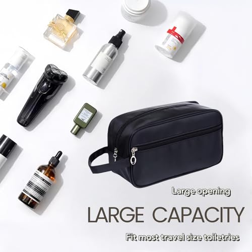 Tumecos Toiletry Dopp Kit Travel Electronics Organizer Shaving Accessories Bag with Carry Handle Black - Image 2