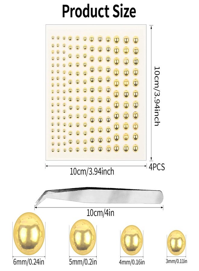 SARATA Self-Adhesive Face Gems Sticker, Fake Lip Piercing Fake Nose Stud Eyebrow Stud, Non-Piercing Nose Stud Stick on Belly Button Sticker, Fake Nose Ring Cool Punk Y2K Makeup for Women Men (gold) - Image 2