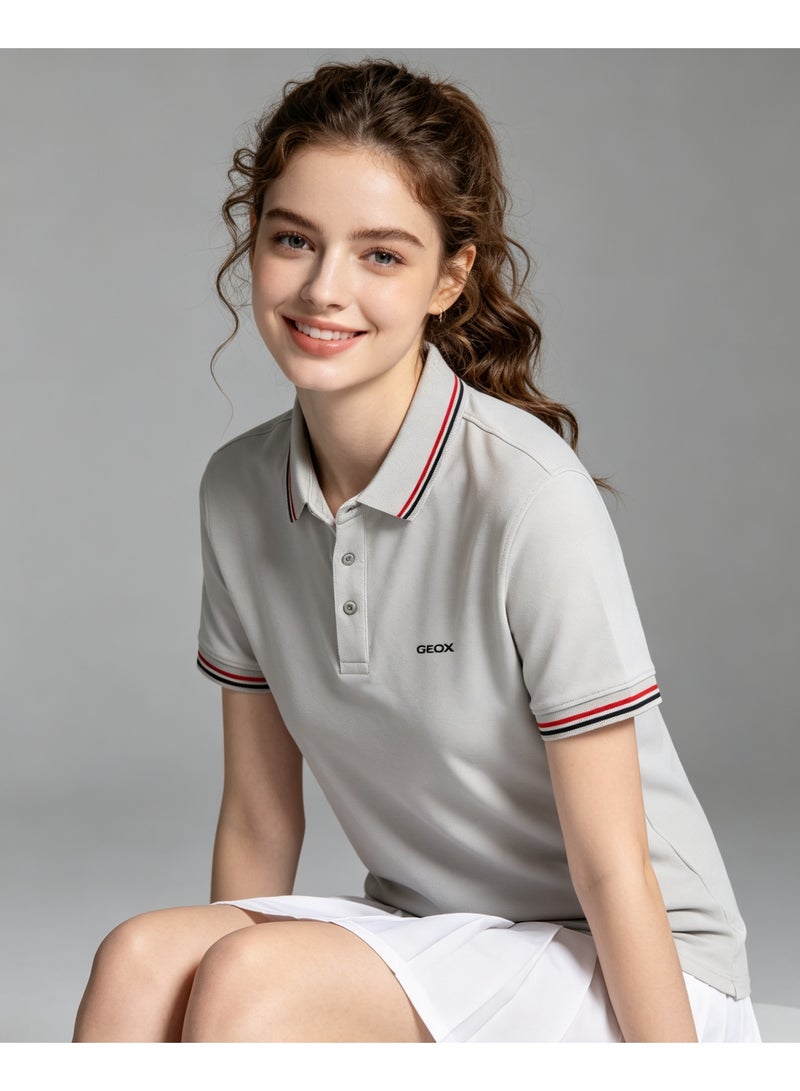 GEOX Unisex Short Sleeve Polo Shirt Casual Daily Office Wear Grey - Image 2