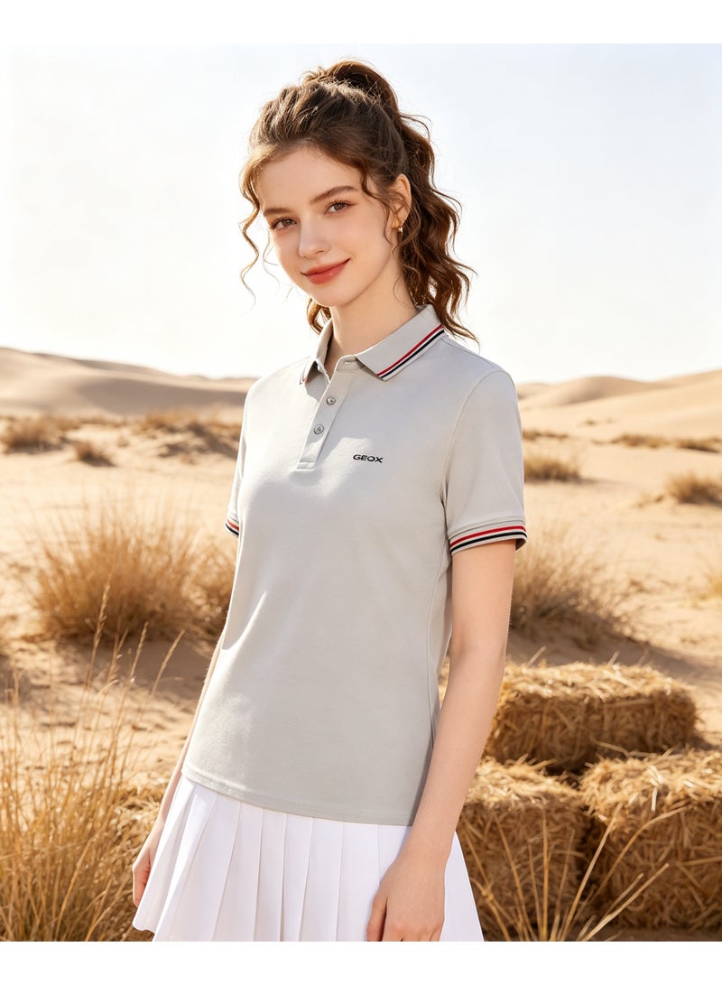 GEOX Unisex Short Sleeve Polo Shirt Casual Daily Office Wear Grey - Image 4