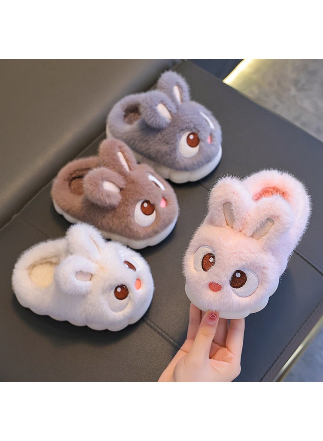 Children's Cotton Slippers Winter Girls Cute Rabbit Warm Fleece Plush Small Kids Boys Anti-slip Baby Home Shoes - Image 4