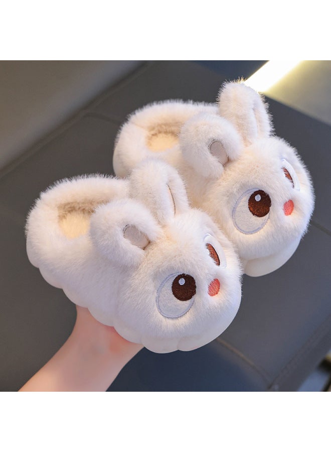 Children's Cotton Slippers Winter Girls Cute Rabbit Warm Fleece Plush Small Kids Boys Anti-slip Baby Home Shoes - Image 2