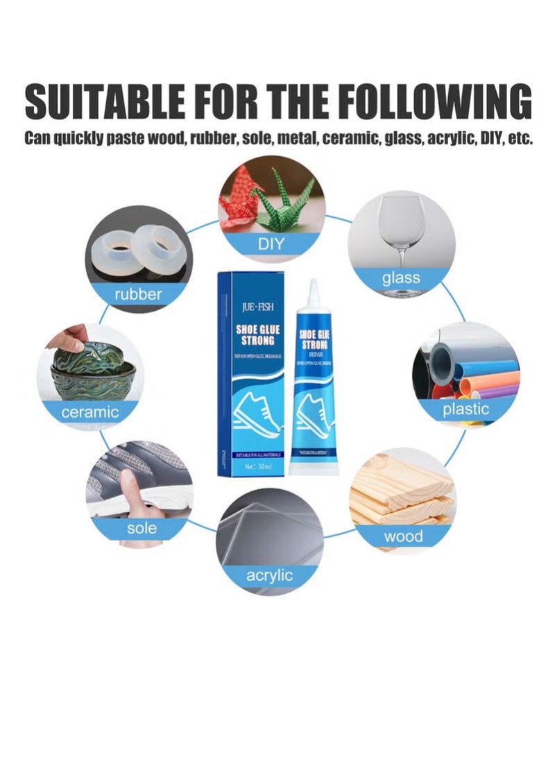 JUE-FISH Shoe Glue Strong，Repair Open Glue，Breakage，Professional Sandals Fix Glue For Grade Low Odor Quick Dry Low-Temperature Resistant（50ml） - Image 3