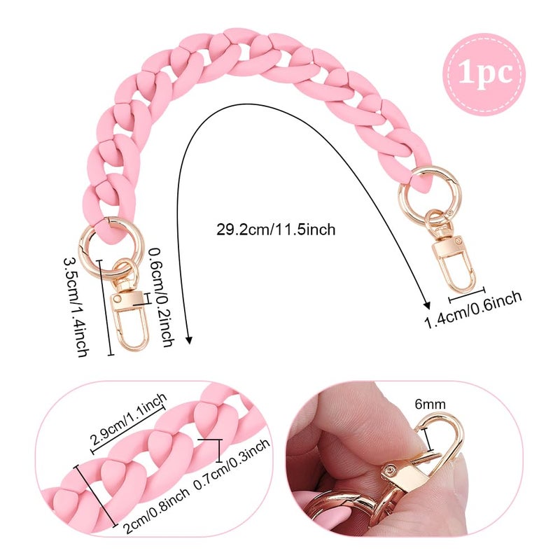 PH PandaHall 11.5 Inch Pink Purse Chain 0.8 inch Wide Acrylic Bag Chains Decorative Cute Bag Strap Extender Chains Short Replacement Chain with Buckles for Handbags Shoulder Bag Wallet, 1pc - Image 2