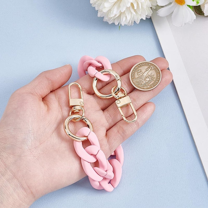 PH PandaHall 11.5 Inch Pink Purse Chain 0.8 inch Wide Acrylic Bag Chains Decorative Cute Bag Strap Extender Chains Short Replacement Chain with Buckles for Handbags Shoulder Bag Wallet, 1pc - Image 3