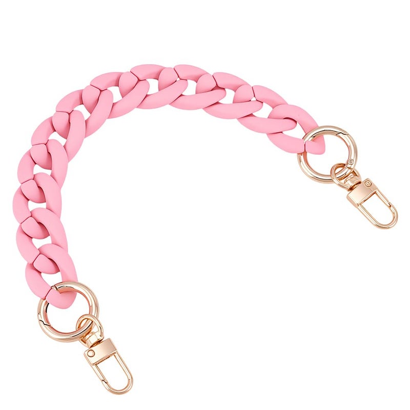 PH PandaHall 11.5 Inch Pink Purse Chain 0.8 inch Wide Acrylic Bag Chains Decorative Cute Bag Strap Extender Chains Short Replacement Chain with Buckles for Handbags Shoulder Bag Wallet, 1pc - Image 1